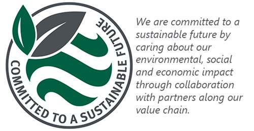 We are committed to a sustainable future by caring about our environmental, social and economic impact through collaboration with partners along our value chain.